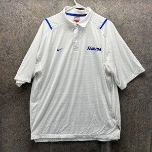 Vintage Nike Polo Shirt Mens XL White Florida Gators Spell Out FitDry Golf Y2K
